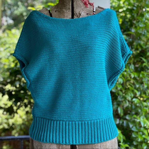 Moth Anthropologie Short Sleeved Teal Sweater - Picture 11 of 11